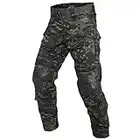 YEVHEV Taktisch Hosen Herren G3 US-Militär Camouflage Ripstop mit Knieschoner für Outdoor-Aktivitäten （Ohne Gürtel）, Schwarz Camo, Size S