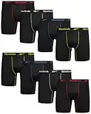Reebok Men's Underwear - Performance Boxer Briefs (8 Pack), Size Large, All Black/Contrast Stitching