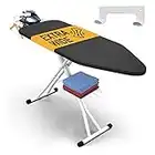 Xabitat Full Size Ironing Board 57" X 18" W/Wall Mount Hanger | Full Metal Construction| Built in Iron Caddy | Heat & Scorch Resistant Fabric | Cord Holder | Anti-Skid Feet | Heavy Duty| Easy to Fold