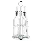 KitchenCraft World of Flavours, Oil and Vinegar Bottle Set with Stainless Steel Rack and Removable Cork, Oil Dispenser, Olive Oil Bottle and Vinegar Bottle Glass, 4 Piece Set