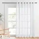 PONY DANCE Divider Door Curtain Voile - Extra Long Voile Curtain Eyelet Top Sliding Glass Door Partition Thick Sheers Privacy Protected Net Curtain, 1 Panel, W 100 inch x L 84 inch, White