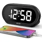 USCCE Small LED Digital Alarm Clock with Snooze, Easy to Set, Full Range Brightness Dimmer, Adjustable Alarm Volume with 5 Alarm Sounds, USB Charger, 12/24Hr, Compact Clock for Bedrooms, Bedside, Desk