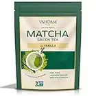 VAHDAM, Polvo de té verde Matcha de vainilla - 100g (50 tazas) Polvo de Matcha japonés con vainilla natural | Prepara un delicioso café con leche Matcha de vainilla