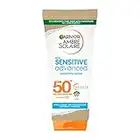 Garnier Ambre Solaire Sensitive Hypoallergenic Sun Cream SPF 50+, Fair Sensitive Skin, High SPF Factor 50+, Water Resistant & Non Greasy Sunscreen, No Perfume & Colourants, UVA & UVB Protection, 200ml