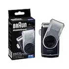 Braun MobileShave electric razor, men's razor for on the go, travel razor with long hair trimmer, gift man, M-90, black/silver | 1 pack