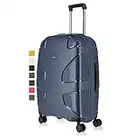 IMPACKT Étui rigide IP1 à 4 roues en matériau recyclé avec 6 ans de garantie ; valise de voyage durable avec roulettes interchangeables, bleu glacier, 67 cm (Größe M), Valise