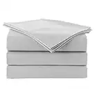 Full Size Sheet Set - 4 Piece Set - 100% Egyptian Cotton, 400 Thread Count Long-Staple, Best-Bedding Sheets, Fitted Sheet fits Upto 15” deep Pocket Mattress - Easy Fit - Light Grey Solid
