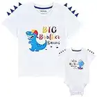 WAWSAM T-Shirt Petit Frère Grand Frère Dinosaure Bébé Tout-Petit Set Cadeau 100% Coton Nouveau-né Bébé Garçon Toddler Blanc Imprimé Tenues de Frères (Blanc, 18-24 Mois 0-3 Mois)