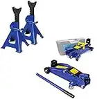 Feidak Heavy Duty 2 Tonne Hydraulic Trolley Floor Jack 135-320 mm Quick Lift with Case + 2Pcs 3 Ton Axle Stands Combo Kit