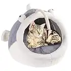 Caneem Cueva de Gato de Peluche, Casa de Dormir para Gatos semicerrada con Almohadilla extraíble, Camas de la Tienda del Gato de la casa de los Gatos de Interior para la Sala