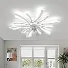 YUNLONG 78cm Deckenventilator mit Beleuchtung DC Großer Deckenlampe mit Ventilator und Fernbedienung Dimmbar Sommer/winter Deckenventilator mit Lampe Leise Moderne für Schlafzimmer Wohnzimmer,Weiß