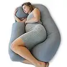 Pharmedoc Pregnancy Pillows, U-Shape Full Body Pillow – Cooling Cover Dark Grey – Pregnancy Pillows for Sleeping – Body Pillows for Adults, Maternity Pillow and Pregnancy Must Haves