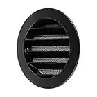 calimaero WSGB Grille Aération Noire 100 mm Grille Murale/Plafond Avec Moustiquaire Alu (Fine 2mm) Grille Ventilation Exterieur, Intérieur/Fonte d'aluminium/Grill Rond