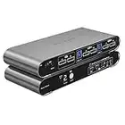 Terived 2 Port DP USB 3.0 KVM Switch Dual Monitor Two Computers Two DisplayPort Monitors switcher, 8K@30Hz 4K@144Hz, Aluminum hotkey Audio mic, Digital Display, HDR10 with Cables