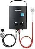 Camplux Tankless Water Heater Propane 5L, Outdoor Gas Water Heaters for RV, Campings, Cabins, Barns, Black AY132B