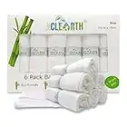 ACLEARTH® (White Bamboo Wash Cloths (6 pc) Bamboo Face Cloth - 25 x 25cm Soft Face Wash Cloth Flannels for Washing Face, Skin Sensitive, Makeup Removal, Premium, Adult, Body, Babies, Kids, Baby Gift