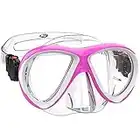 Findway Maschera Subacquea Bambini, Maschera da Snorkeling per Bambino Anti Perdite, Vetro Temperato Occhialini da Nuoto per Bambini con Coprinaso per Bambini dai 4,5,6,7,8,9,10,11,12 anni, Rosa rossa