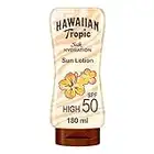 Hawaiian Tropic Silk Hydration Protective - Loción Solar Protectora con cintas de seda hidratantes y resistente al agua, Protección Alta, SPF 50, 180 ml