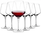 Amisglass Copas de Vino Tinto, Cristalería Copas de Vino Personalizada Juego 6 Piezas en Forma Clásica, Vidrio Transparente sin Plomo Soplado a Mano para Vino Tinto, Vino Blanco, Espumoso - 600 ML