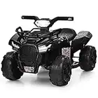 COSTWAY Kids Ride on ATV, 6V Battery Powered Quad Bike with LED Light, Horn & Music, Storage Box, Electric 4 Wheels Vehicle Toy Car for Boys Girls (Black)