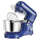 Aucma Stand Mixer,6.5-QT 660W 6-Speed Tilt-Head Food Mixer, Kitchen Electric Mixer with Dough Hook, Wire Whip & Beater (6.5QT, Royal Blue)