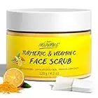 Gommage Visage au Curcuma et Vitamine C, Gommage Crème Organics, Éclaircissant Efface les Points Noirs Améliore l'Acné des Taches Brunes, Exfoliant à l'Extrait de Fraise