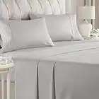 Queen Size Sheet Set - 4 Piece Set - Hotel Luxury Bed Sheets - Extra Soft - Deep Pockets - Easy Fit - Breathable & Cooling - Wrinkle Free - Comfy – Light Grey Bed Sheets - Queen Sheets – Fitted Sheets