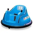 Kidzone 12V 2-Speeds Electric Ride On Bumper Car for Kids & Toddlers 1.5-5 Years Old, DIY Sticker Baby Bumping Toy Gifts W/Remote Control, LED Lights, Bluetooth & 360 Degree Spin, ASTM Certified