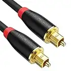 Syncwire Cable Optique Audio Numérique Cordon Fibre Optique Toslink Digital 24K Platinum Male à Male pour HiFi Home Cinéma, Sound Bar, TV, PS4, Xbox, Amplificateur, Playstation, Freebox - 1M Noir