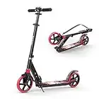 besrey Scooters for Teens Adults, Foldable Kids Kick Scooter 2 Wheel, 200mm Large Wheels Scooters with Carry Strap for Kids Adults and Teens Red