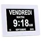 8" LCD Horloge Numérique Calendrier avec Date, Horloge Calendrier avec Date, Jour et Heure | Horloge Alzheimer | Horloge pour Les Seniors,C'est pour Les Parents (Blanc)