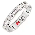 Titanium Medical Alert Bracelet for Men ID Bangle Personalised 22CM/13MM (Diabetic Type 2)