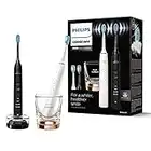 Philips Sonicare DiamondClean 9000 Elektrische Zahnbürste Doppelpack - 2 Schallzahnbürsten, 1 Ladeglas, 4 Premium Bürstenköpfe, neue Generation, schwarz & rosé-gold, 2 Handstücke (Modell HX9914/61)