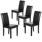 Yaheetech Set of 4 Modern Faux Leather Dining Room Chairs High Back Padded Kitchen Chairs For Home And Restaurants Black