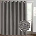 Rose Home Fashion Sliding Door Curtains, Primitive Linen Look 100% Blackout Curtains, Thermal Insulated Patio Door Curtains-1 Panel (100x84 Dark Grey)