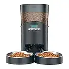 HoneyGuaridan 6.5L Comederos automáticos para Perros y Gatos con Divisor y Dos Cuencos para Doble dispensación, Temporizador,Control de Porciones, grabadora de Voz de hasta 6 Comidas al día