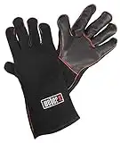 Weber Gants pour Barbecue - Gants de Protection en Cuir pour Barbecue - Accessoires Barbecue Weber - Brodage Rouge Logo Weber - 1 Paire - Noir (17896)