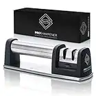 PRO Sharpener A Professionals Choice Manual Knife Sharpener 2 Stage Kitchen Accessory, Non-Slip Base, Stainless-Steel, Straight and Serrated Knives, Including Diamond Life-time Guarantee