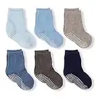 LA Active Athletic Crew Grip Socks - 6 Pairs - Baby Toddler Infant Newborn Kids Boys Girls Non Slip/Anti Skid (Boys, 6-12 Months)