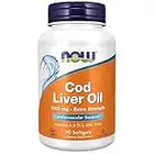 NOW Supplements, Cod Liver Oil, Extra Strength 1,000 mg with Vitamins A & D-3, EPA, DHA, 90 Softgels