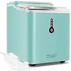 Ice Makers Countertop, 9 Bullet Ice Cubes in 9 Mins with Ice Scoop and Basket, 26.5 Lbs per Day, KUMIO Portable Ice Maker for Home Office Camping Party RV, Blue