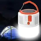 Lampe de camping solaire, XRR Lanterne LED Rechargeable Portable USB Lanterne Camping Solaire 5 Modes Super Brillant Lampe Tente pour la randonnée, la pêche, les coupures de courant (blanc)