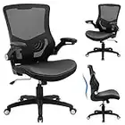 Office Chair Ergonomic Desk Chair - Adjustable Height Home Office Desk Chairs, Swivel Mesh Midback Computer Chair with Lumbar Support and Flip-up Armrests Executive Office Task Chair, Black