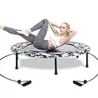 Wamkos 40" Rebounder Mini Exercise Trampoline for Adults Kids,Outdoor/Indoor Foldable Fitness Trampoline Trainer with Resistance Bands for Sports & Outdoor,Yoga and Other Jumping Cardio Exercise