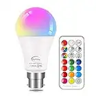 HYDONG Farbwechsel Glühbirne B22 10W Dimmbar, RGBW LED Lampe mit Fernbedienung,12 Farbe Choices für Home Dekoration Bar Party KTV Stage