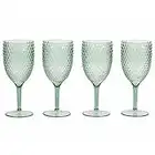 Cambridge CM07655GEU7 Plastic Wine Glass Set – 4 Outdoor/Garden Dining Glasses, Drinking Cups, Diamond Effect BPA-Free Plastic, Reusable, for Holiday Homes, Caravans, Camping, Easy Clean, Fete, Green