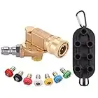 PWACCS Pressure Washer Pivoting Coupler Kit, 240 Degree Rotation, Pressure Washer Accessories Kit Including Gutter Cleaner Attachment and 7 Spray Nozzle Tips with Holder, 1/4" Quick Connect, 4500 PSI