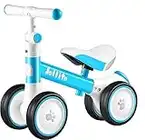 JOLLITO Vélo d'équilibre pour bébé, vélo réglable pour bébé de 12 à 24 Mois avec 3 Roues silencieuses, Jouet d'équitation pour garçons et Filles de 1 an (Blue, Upgrade)