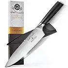 Chef's Path Professional Chef Knife Set - 8" Ultra Sharp Japanese Santoku Kitchen Knife - German High Carbon Stainless Steel Chefs Knife with Sheath & Premium Packaging - Best Value Cooking Knife