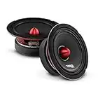 DS18 PRO-X6.4BM Loudspeaker - Pair of 6.5", Midrange, Red Aluminum Bullet, 500W Max, 250W RMS, 4 Ohms - Premium Quality Audio Door Speakers for Car or Truck Stereo Sound System (2 Speaker)